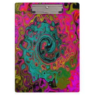 Trippy Türkis Abstrakt Retro Flüssigkeitswirbel Klemmbrett