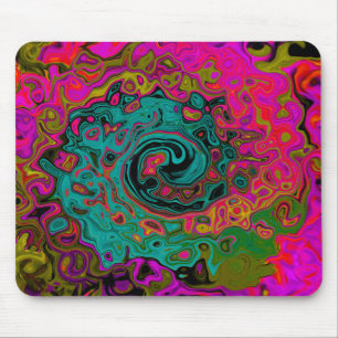 Trippy Türkis Abstrakt Retro Flüssigkeitswirbel Mousepad