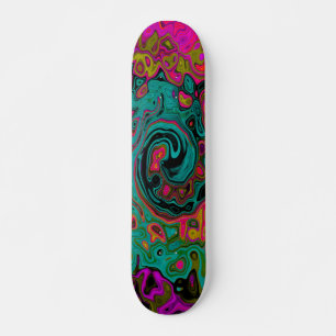 Trippy Türkis Abstrakt Retro Flüssigkeitswirbel Skateboard