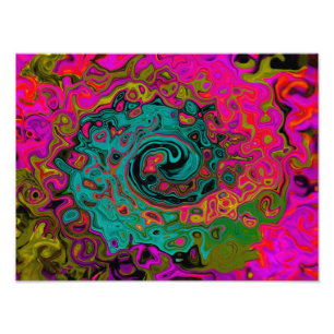Trippy-Türkis-Abstrakt Retro-Liquid-Swirl Fotodruck