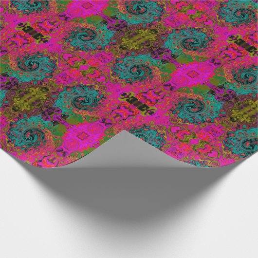 Trippy-Türkis-Abstrakt Retro-Liquid-Swirl Geschenkpapier (Ecke)