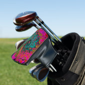 Trippy-Türkis-Abstrakt Retro-Liquid-Swirl Golf Headcover (In Situ)