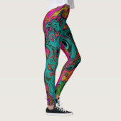 Trippy-Türkis-Abstrakt Retro-Liquid-Swirl Leggings (Rechts)