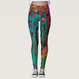 Trippy-Türkis-Abstrakt Retro-Liquid-Swirl Leggings