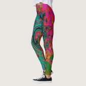 Trippy-Türkis-Abstrakt Retro-Liquid-Swirl Leggings (Links)