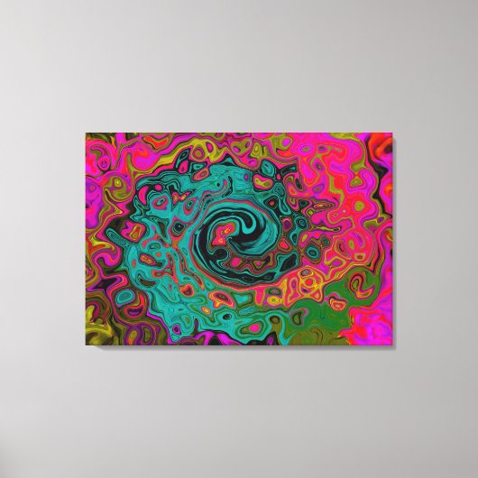 Trippy-Türkis-Abstrakt Retro-Liquid-Swirl Leinwanddruck (Vorderseite)