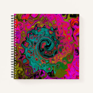 Trippy-Türkis-Abstrakt Retro-Liquid-Swirl Notizblock