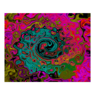 Trippy-Türkis-Abstrakt Retro-Liquid-Swirl Poster