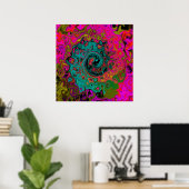 Trippy-Türkis-Abstrakt Retro-Liquid-Swirl Poster (Heimbüro)