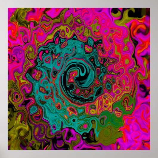 Trippy-Türkis-Abstrakt Retro-Liquid-Swirl Poster (Vorne)