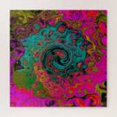 Trippy-Türkis-Abstrakt Retro-Liquid-Swirl Puzzle (Horizontal)