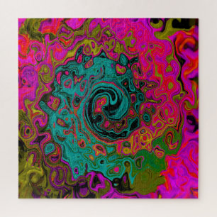 Trippy-Türkis-Abstrakt Retro-Liquid-Swirl Puzzle