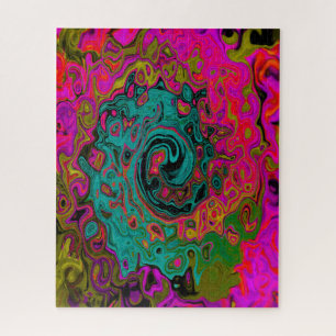 Trippy-Türkis-Abstrakt Retro-Liquid-Swirl Puzzle