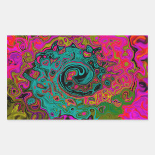 Trippy-Türkis-Abstrakt Retro-Liquid-Swirl Rechteckiger Aufkleber
