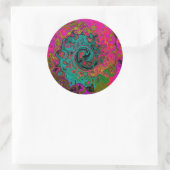 Trippy-Türkis-Abstrakt Retro-Liquid-Swirl Runder Aufkleber (Tasche)