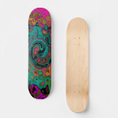 Trippy-Türkis-Abstrakt Retro-Liquid-Swirl Skateboard (Vorderseite)