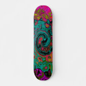 Trippy-Türkis-Abstrakt Retro-Liquid-Swirl Skateboard (Vorne)