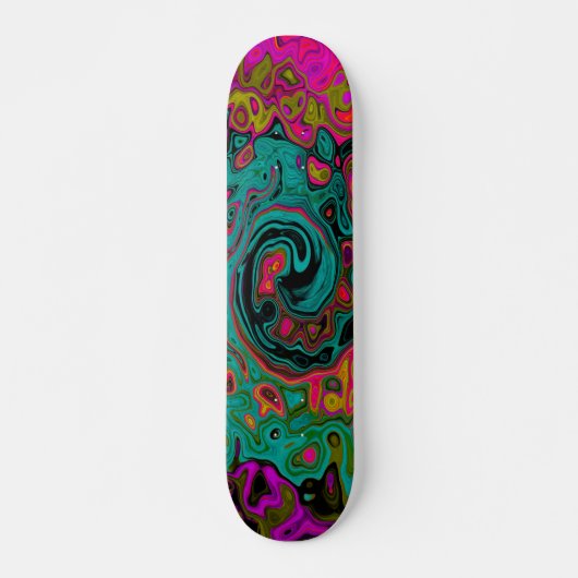 Trippy-Türkis-Abstrakt Retro-Liquid-Swirl Skateboard (Vorne)