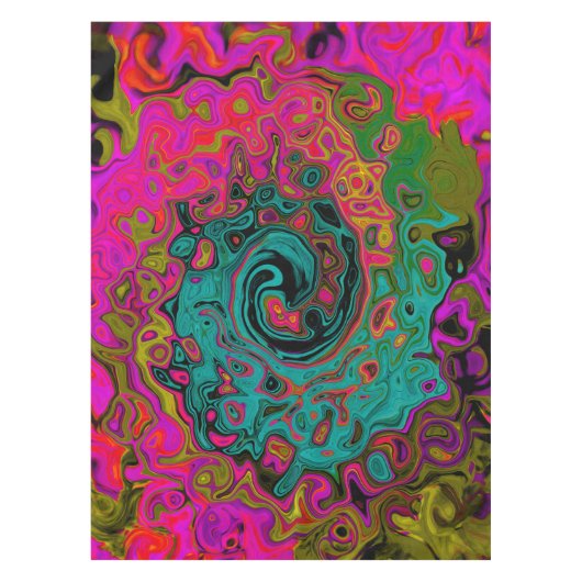 Trippy-Türkis-Abstrakt Retro-Liquid-Swirl Tischdecke (Vorderseite)