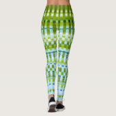 Trippy Vertikale Streifen Cooles Grün- und Blaumus Leggings (Rückseite)