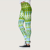 Trippy Vertikale Streifen Cooles Grün- und Blaumus Leggings (Links)