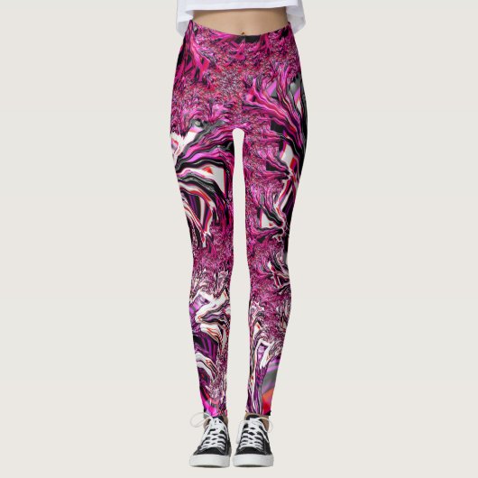 Trippy Vibranding Psychedelic Funky Fraktal Art Leggings (Vorderseite)