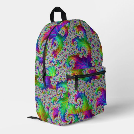 Trippy Vibranff Bold Trippy Rainbow Spiral Fraktal Bedruckter Rucksack (Rückseitige Ecke links)