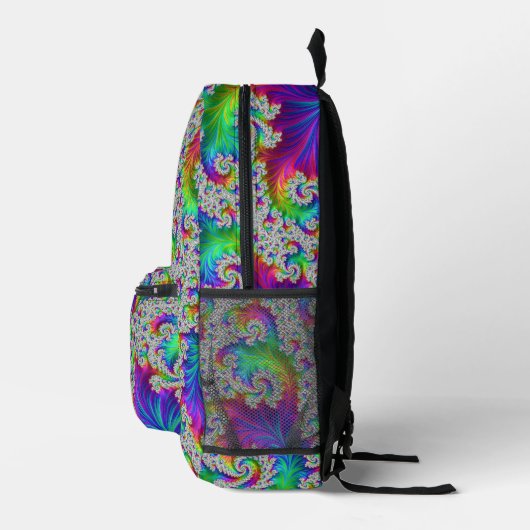 Trippy Vibranff Bold Trippy Rainbow Spiral Fraktal Bedruckter Rucksack (Rechts)
