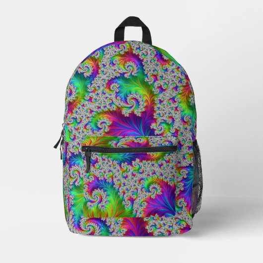Trippy Vibranff Bold Trippy Rainbow Spiral Fraktal Bedruckter Rucksack (Vorderseite)