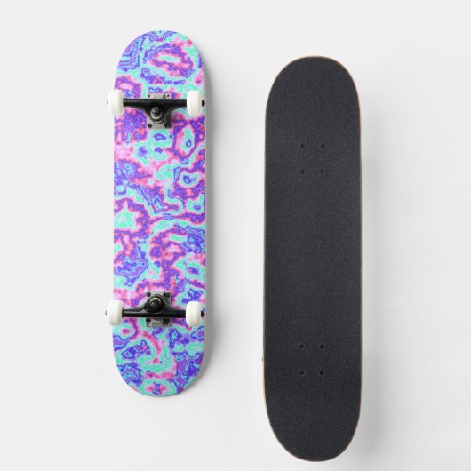 Trippy-Vibranful Abstrakter, maximalistischer Marm Skateboard (Vorderseite)