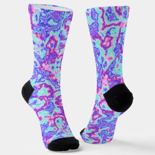 Trippy-Vibranful Abstrakter, maximalistischer Marm Socken (Gewinkelt)