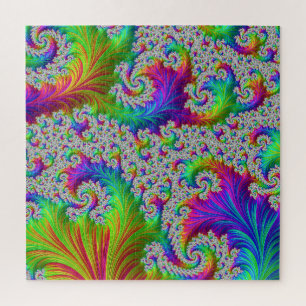 Trippy Vibrant Fett Trippy Regenbogen Spiral Frakt Puzzle