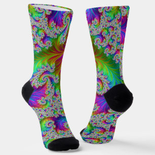 Trippy Vibrant Fett Trippy Regenbogen Spiral Frakt Socken