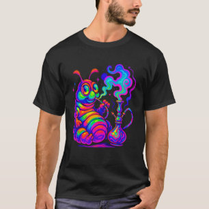 Trippy Vibrant Wurm raucht Hookah Vaporwave Rave T-Shirt