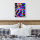 Trippy Vibranus Octopus Leinwanddruck (Insitu (Schlafzimmer))