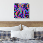 Trippy Vibranus Octopus Leinwanddruck (Insitu (Schlafzimmer))