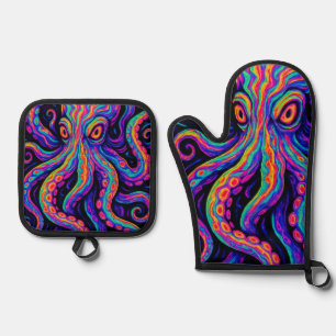 Trippy Vibranus Octopus Ofenhandschuh & Topflappen-Set
