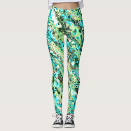 Trippy Vibrany Groovy Boho Hippie Fraktal Marble Leggings
