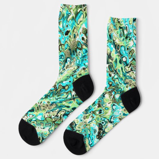 Trippy Vibrany Groovy Boho Hippie Fraktal Marble Socken (Linkes Detail)