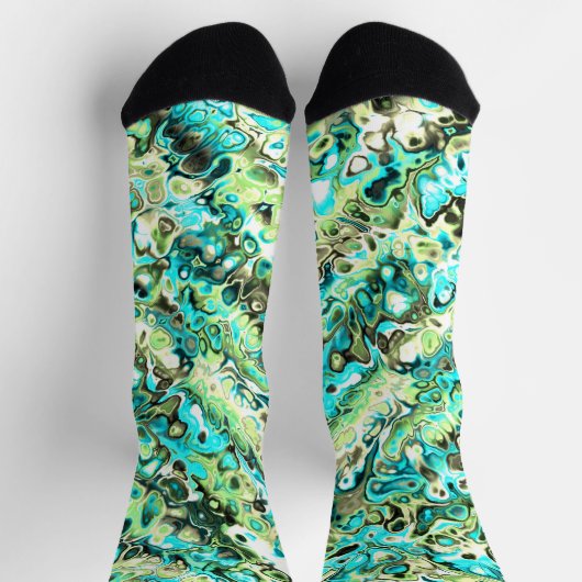 Trippy Vibrany Groovy Boho Hippie Fraktal Marble Socken (Oben)