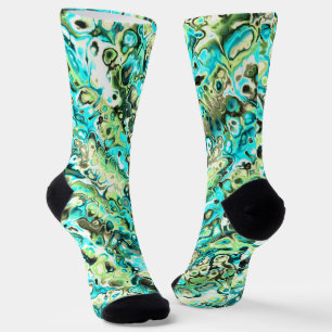 Trippy Vibrany Groovy Boho Hippie Fraktal Marble Socken