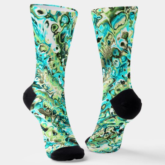 Trippy Vibrany Groovy Boho Hippie Fraktal Marble Socken (Gewinkelt)