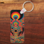 Trippy Vintage 1960s Psychedelic Retro Artwork Schlüsselanhänger (Rückseite)