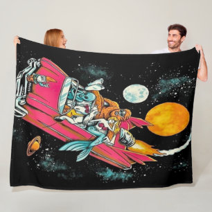 Trippy Vintage 70er Retro-Alien-Weltraum-Fahrt-Kun Fleecedecke