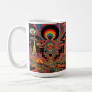 Trippy-Vintage-Kunstwerk aus den 1960er Jahren im Kaffeetasse