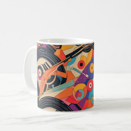 Trippy Vinyl Kaffeetasse (Vorderseite Links)