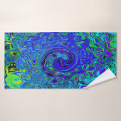 Trippy Violet Blue Abstrakt Retro Liquid Swirl Badehandtuch (Badehandtuch)