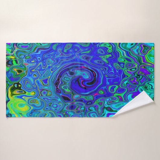 Trippy Violet Blue Abstrakt Retro Liquid Swirl Badehandtuch (Badehandtuch)