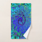 Trippy Violet Blue Abstrakt Retro Liquid Swirl Badhandtuch Set (Handtuch)
