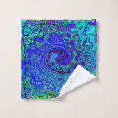 Trippy Violet Blue Abstrakt Retro Liquid Swirl Badhandtuch Set (Waschlappen)